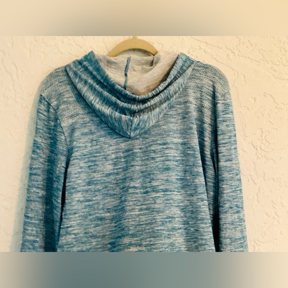 Tek Gear Blue and White Heathered  Men's Long Sleeve Hoodie Top - Picture 7 of 9
